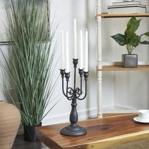 <b>Black</b> Iron 5 Arm <b>Candelabra</b> Candle Holder Home Decoration Durable Metal Stand - Product Image 5
