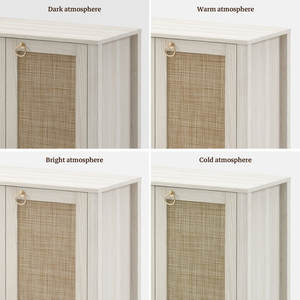 Buffet Boho en rotin à 4 portes avec 1 étagère ouverte Armoire de rangement polyvalente - Product Image 5