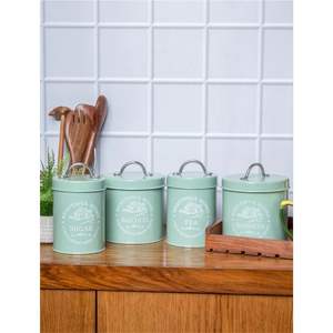 Galvanized Food Storage Container <b>Large</b> Capacity Teal Cookie Tin Metal Sugar Flour Jar Airtight Kitchen Organizer <b>Bin</b> Canister - Product Image 4