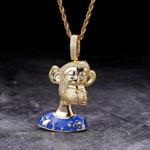 Colgante de dibujos animados con incrustaciones de diamantes en plata de ley 925 con piedras de moissanita VVS, joyería hip hop. - Product Image 1