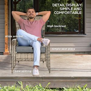 Sedia Adirondack da Esterno per Tutte le Stagioni con Schienale Alto Curvo, in Vimini e Rattan, per Patio ed Eventi, Comoda e Morbida, Ideale per Bracieri - Product Image 4