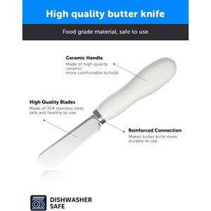 4-Pack Comfortable Handle Stainless Steel <b>Cheese</b> Spreader and Butter <b>Knife</b> <b>Set</b> 5.3\" White for Kitchen Use - Product Image 2