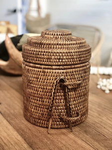 Seau à glace en rotin naturel, élégant et vintage, pour la décoration, avec couvercle - Product Image 5