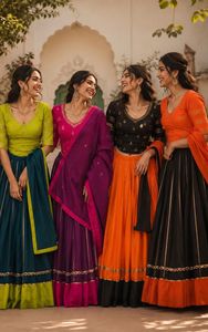 Lehenga Choli de Algodón Camric Puro con Bordado de Espejos, Especial para Navratri, Traje Étnico Tradicional para Bodas y Festividades de Invierno - Product Image 6