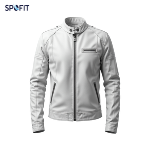 Blouson de motard en cuir véritable marron clair pour homme, coupe ajustée, blouson de motard, design de couleur de tissu personnalisé, prix abordables - Product Image 3