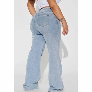 Womens Light Blue Washed Denim Wide Leg Pants <b>Elastic</b> <b>Waist</b> Drawstring Loose Fit Casual <b>Jeans</b> Trousers with Pockets Fashion - Product Image 5