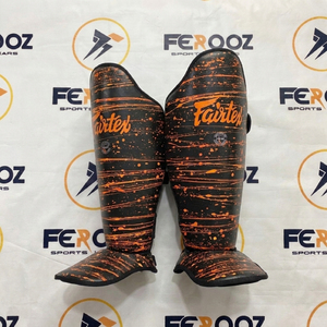 Espinilleras Fairtex de Color Dorado y Negro para Entrenamiento y Sparring de Kickboxing y MMA, de Cuero Vacuno Genuino Ligero, Gran Venta - Product Image 5