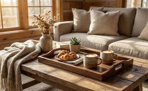 Solid Wood <b>Foldable</b> Eco Friendly Serving Tray Wooden Coffee <b>Table</b> Tray Handmade <b>Kitchen</b> Decor & Catering Housewarming Gift - Product Image 2