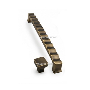 Black Brass Bar Handle with Square Knob Minimalist Cabinet Pull for Kitchen Furniture Durable Design - Product Image 2