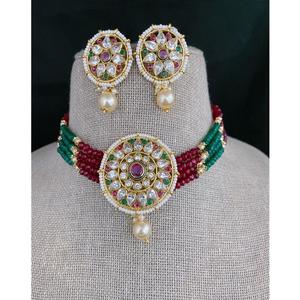 Ensemble collier ras-de-cou et boucles d'oreilles élégants et attrayants en plaqué or avec pierres Moissanite, bijoux de créateur pour femme, cadeau pour mariage ou fête - Product Image 1