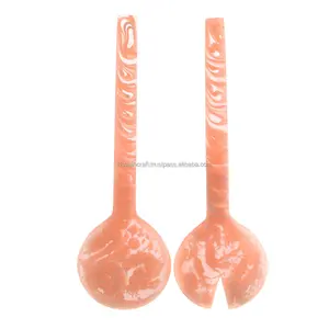 Juego de herramientas para ensalada de resina de remolino blanco, ensaladera grande con cuchara, tenedor, vajilla para uso doméstico o hotelero - Product Image 3