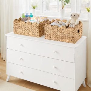 Tendencia 2026: Cesta de despensa de jacinto de agua tejida festoneada - Organizador de cocina estético con asas integradas - Product Image 2