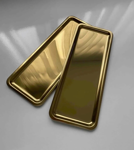 Gold Plated Rectangle <b>Storage</b> <b>Tray</b> Polished Finish Minimalist Design For Table Use Durable Single Tier - Product Image 5