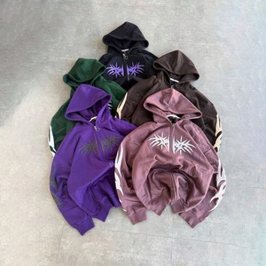 Sweat-shirt à capuche zippé pour homme, très tendance, en molleton de coton décontracté, avec impression personnalisée en relief sur le devant - Product Image 1