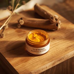 Crème de masque facial au curcuma et au bois de santal biologique, masque facial en boue blanchissant pour la revente, commande en gros, fournisseur - Product Image 5