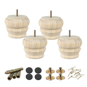 Pieds de remplacement en bois massif ronds, robustes, de style classique, pour canapé ou armoire, avec installation facile - Product Image 5