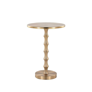 Modern <b>Gold</b> Metal Round <b>Side</b> <b>Table</b> with Sculpted Pedestal Base, Accent End <b>Table</b> for Living Room, Bedroom & Home, office Decor - Product Image 1