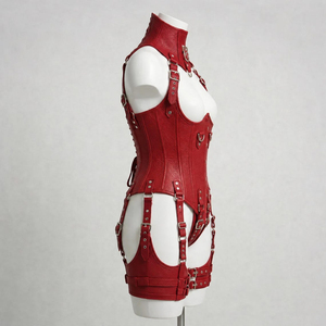 Corset gothique en cuir pour femme avec dentelle, collection de corsets sexy et écologiques - Product Image 3