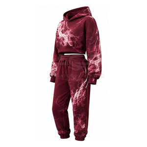 Ensemble de sweats à capuche courts pour femmes, en tissu léger, confortable et au style assorti, pour un usage décontracté et sportif - Product Image 2