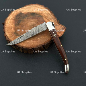 Classic French Laguiole Style Professional Hunting Clip Point Damascus Steel Pocket Knife Handmade Folding Rosewood Handle 0.5mm - Product Image 5