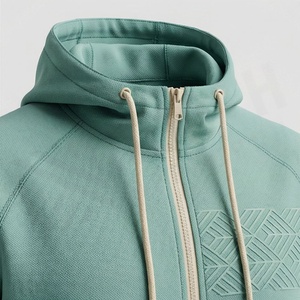 Survêtement unisexe à capuche, manches longues, motif géométrique, polyester et coton, vêtement décontracté d'automne avec poches latérales et fermeture éclair - Product Image 4