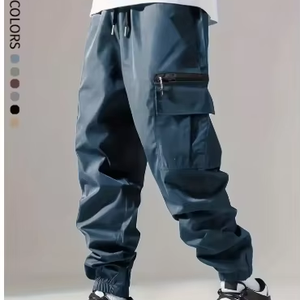 กางเกงคาร์โก้ผู้ชาย กางเกงขายาวบาง ใส่สบาย ระบายอากาศได้ดี ลำลองสำหรับกิจกรรมกลางแจ้ง ใส่ได้หลากหลาย วิ่ง ปั่นจักรยาน มีกระเป๋าหลายช่อง 4 ช่อง - Product Image 1
