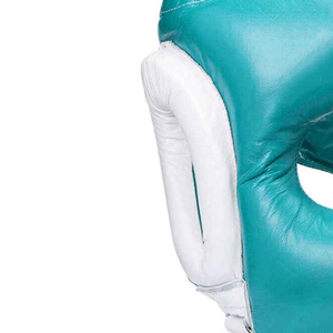 Protège-tête de boxe en cuir PU bleu sarcelle de haute qualité avec protection auriculaire blanche et fermeture réglable pour adultes 2026 - Product Image 2