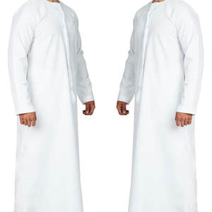 Vente en gros de Thobes blancs unis pour hommes, Abaya musulmane, Thobes Koweïtiennes, Jubbah pour hommes, Jubba musulmane, Thobe de Dubaï, respirant - Product Image 3