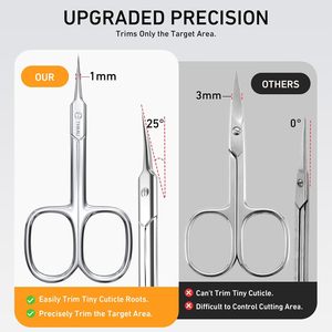 Ciseaux à cuticules de qualité supérieure, lames courbées en acier inoxydable multi-usages - Ciseaux de manucure pour ongles, sourcils, cils - Product Image 5