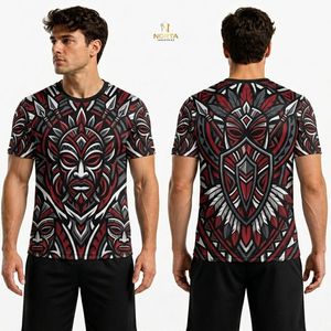 Camiseta con Estampado de Máscara de Demonio Tribal, Estilo Tatuaje, Sublimación, Ropa Deportiva, Camiseta Deportiva de Alto Rendimiento - Product Image 1