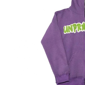 Sudadera con capucha de forro polar grueso con cremallera completa, diseño gráfico personalizado OEM con estampado en relieve y patchwork de estrellas - Product Image 2