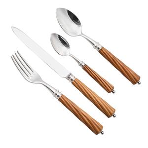 Modern Dinnerware Set Kitchen Knife Fork Spoon Set Gold Cutlery Set Stainless Steel <b>Flatware</b> With Wooden Handles For Hotel - Product Image 5
