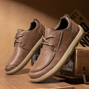 Zapatos Casuales de Cuero Genuino para Hombre, Zapatos para Caminar con Suela Suave, Marca de Lujo, Zapatos Ligeros Tipo Mocasines para Hombre de Edad Media y Mayor - Product Image 2