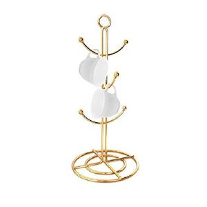 Support à tasses décoratif en métal tendance, idéal pour l'exposition de tasses à café et d'ustensiles dans les salles à manger ou les coins café - Product Image 1