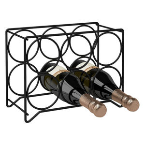 Porte-vin classique en métal pour 6 bouteilles, support à vin moderne en fil métallique noir pour comptoir, cuisine, garde-manger, armoire, rangement, prix abordable - Product Image 1
