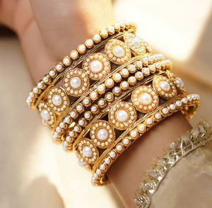 Women's Ethnic Inspired Traditional Gold Plated Brass Bangles Crystal Rhinestone Elegant Design Wedding Anniversary Fashion - Product Image 3