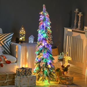 Albero di Natale Artificiale Sottile da 210 cm (4FT) con Luci LED Bianche Calde e Colorate, Rami Innevati, Forma a Cascata, 7 Piedi - Product Image 2