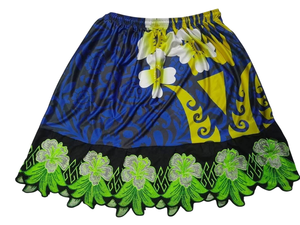 Minifalda Bohemia para Mujer, Bordada con Flores, Cintura Elástica, Satén Suave, Estilo Veraniego, Patrón Verde, Azul y Amarillo - Product Image 3