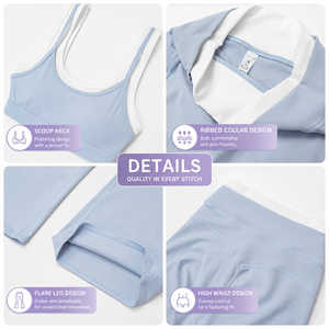 Ensemble de yoga décontracté deux pièces respirant pour femme, avec logo contrastant sur le devant, taille haute, col en V, sans manches, pour le fitness et le sport - Product Image 5