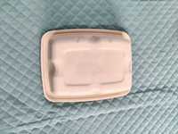 Conteneur alimentaire rectangulaire en bagasse écologique de 750 ml avec couvercle |   Boîte à lunch jetable biodégradable pour mariage