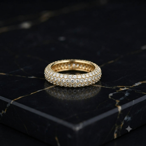 Anillo de Boda de Oro Sólido de 14K de Lujo, con Incrustaciones de Diamantes de Moissanita en Media Eternidad, 3 Filas, Micro Pavé, Joyería Fina para Mujer - Product Image 4
