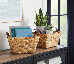 High Quality Water Hyacinth Laundry Woven Basket Home <b>Storage</b> Organizer Natural Woven Home and <b>Kitchen</b> - Product Image 3