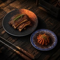Assiette de service grande taille en mélamine premium 9,5 pouces, motif vent mat, pour steak, sashimi, plat principal, bistro, restaurant, logo personnalisé