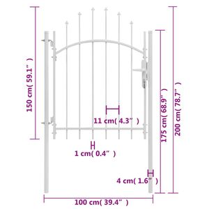 Solution élégante de treillis et de portail de clôture pour porte de jardin en acier blanc de 39.4 po x 78.7 po - Product Image 5