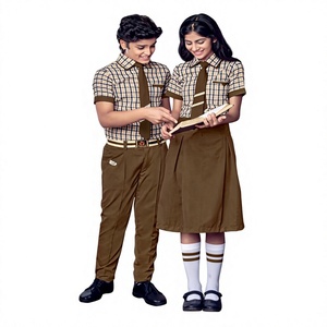 Conjunto de uniforme escolar a cuadros de algodón para niños y niñas de primaria, tela Oxford con talla personalizada disponible - Product Image 4