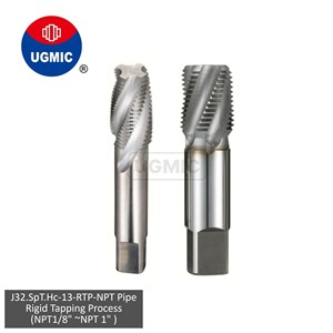 J32.SpT.Hc-13 - Machos de roscar rígidos para procesos de roscado - NPT 1/4" 3/8" 1/2" 3/4" 1" - Rosca cónica para tuberías NPT - Ranuras en espiral - HSS-Co - Vástago JIS - Product Image 1