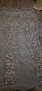 Premium Pakistani Bridle Dress Lavender Purple And Mint Green Contrast Heavy Embroidered Bridal Lehnga With Ruffled Border - Product Image 2