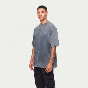 T-shirt personnalisé délavé à l'acide T-shirt personnalisé T-shirts pour hommes surdimensionnés unisexe décontracté lavage ample solide T-shirt de base hauts T-shirts - Product Image 5