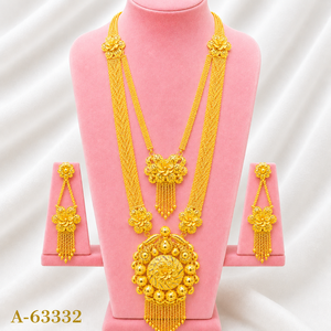 Collar, Pendientes, Anillo y Pulsera de Diseño Étnico para Novia, Chapados en Oro de 24K, para Mujer, Regalo de Boda, Accesorio Clásico con Borlas Florales - Product Image 1