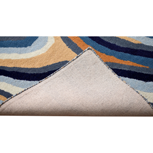 Tapis moderne en laine tufté à la main, motif abstrait ondulé, 5x8 pieds, motif marbré topographique fluide à profil bas - Product Image 1